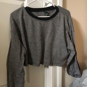 Black and white striped crop top